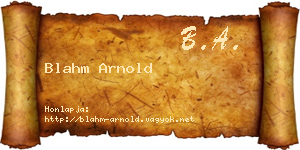 Blahm Arnold névjegykártya